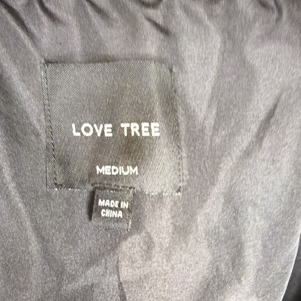 Love Tree Women's Black White Varsity Jacket Letter Striped Ribbing Snap Closure - Picture 7 of 7